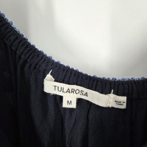 Tularosa Fiesta Size M Navy Tassel Trim Dress Off The Shoulder A Line Whimsigoth - Picture 3 of 6